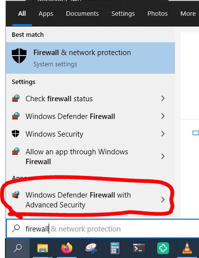 firewall search results